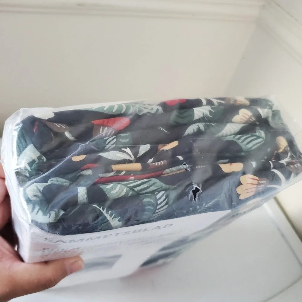 IKEA Sammetsblad QUEEN Full Duvet Cover w Pillowcases SET Black Floral Scandi